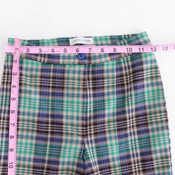 Urban Outfitters Green and Navy Checker Print Skinny Pants Size  4 - Picture 3 of 13
